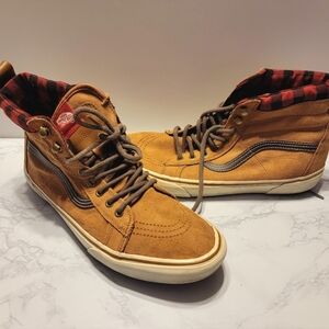 VANS SK8 Hi MTE All Weather Glazed Ginger Brown Flannel Print Shoe Size 12 Mens